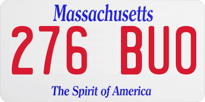 MA license plate 276BU0