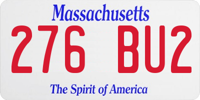 MA license plate 276BU2