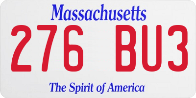 MA license plate 276BU3