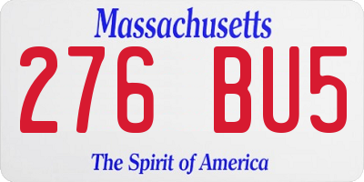MA license plate 276BU5