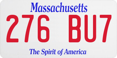 MA license plate 276BU7