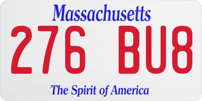 MA license plate 276BU8