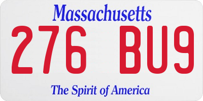 MA license plate 276BU9