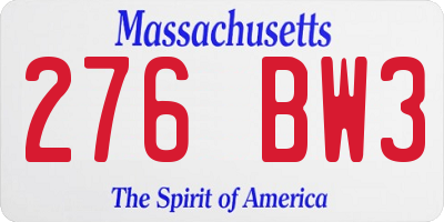 MA license plate 276BW3