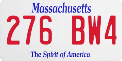MA license plate 276BW4