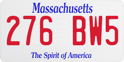 MA license plate 276BW5
