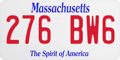 MA license plate 276BW6