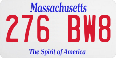 MA license plate 276BW8