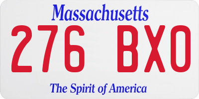 MA license plate 276BX0