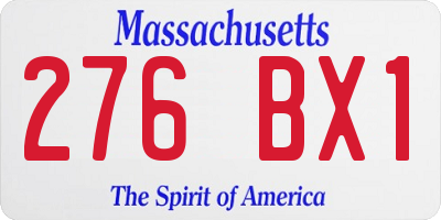 MA license plate 276BX1