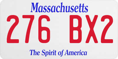 MA license plate 276BX2
