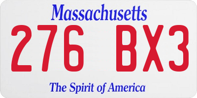 MA license plate 276BX3