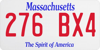 MA license plate 276BX4