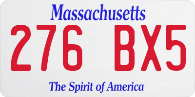 MA license plate 276BX5