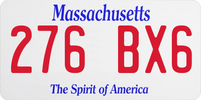 MA license plate 276BX6