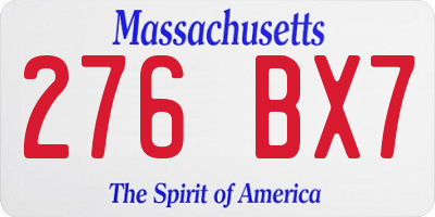 MA license plate 276BX7