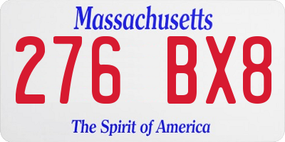 MA license plate 276BX8