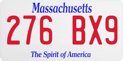 MA license plate 276BX9