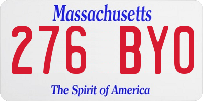 MA license plate 276BY0