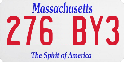 MA license plate 276BY3