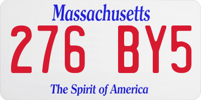 MA license plate 276BY5