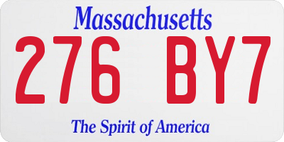 MA license plate 276BY7