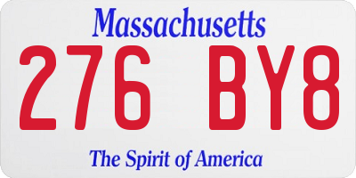 MA license plate 276BY8