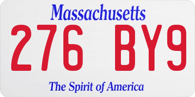 MA license plate 276BY9