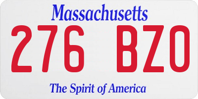 MA license plate 276BZ0