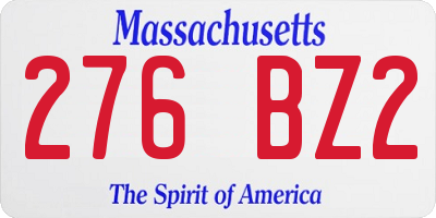 MA license plate 276BZ2