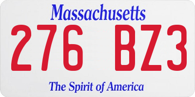 MA license plate 276BZ3