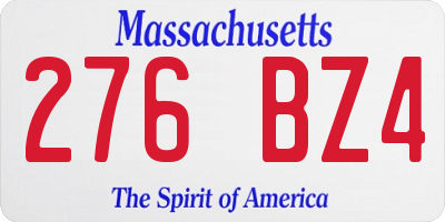 MA license plate 276BZ4