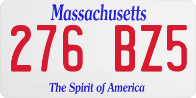 MA license plate 276BZ5