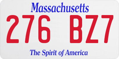 MA license plate 276BZ7