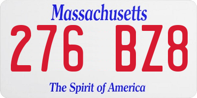 MA license plate 276BZ8