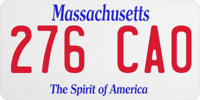 MA license plate 276CA0