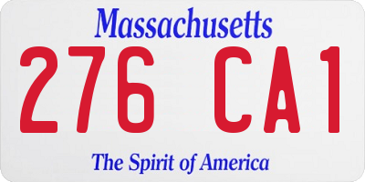 MA license plate 276CA1