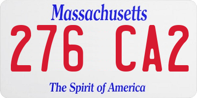 MA license plate 276CA2