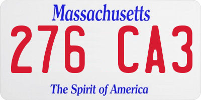 MA license plate 276CA3