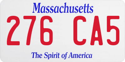 MA license plate 276CA5