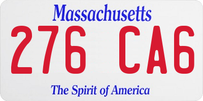 MA license plate 276CA6