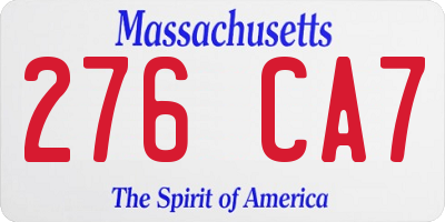 MA license plate 276CA7