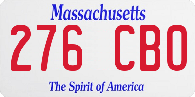 MA license plate 276CB0