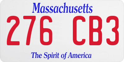 MA license plate 276CB3