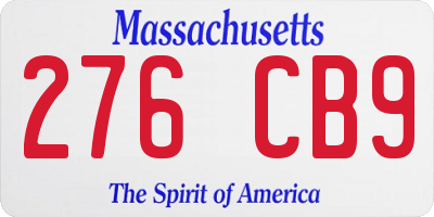 MA license plate 276CB9