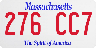 MA license plate 276CC7