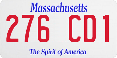 MA license plate 276CD1
