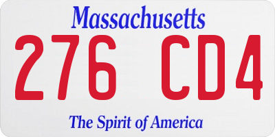 MA license plate 276CD4