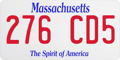 MA license plate 276CD5