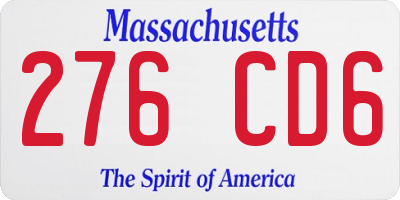 MA license plate 276CD6